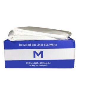 MP-60L White Bin Liners 30mu, 50Bags P/Pack, 450pcs P/Ctn