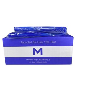 MP-120L Blue Bin Liners 30mu, 25Bags P/Pack, 200pcs P/Ctn
