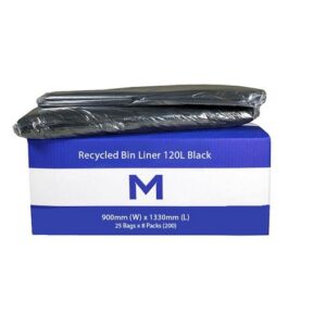 MP-120L Black Bin Liners 30mu, 25Bags P/Pack, 200pcs P/Ctn
