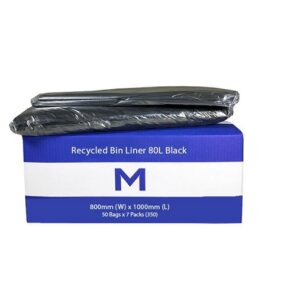 MP-80L Black Bin Liners 30mu, 50Bags P/Pack, 350pcs P/Ctn