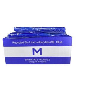 MP-80L Black Bin Liners w/Handles 30mu, 50 Bags P/Pack, 300pcs P/Ctn