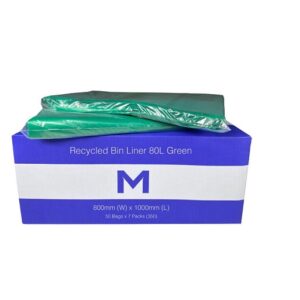 MP-80L Green Bin Liners 30mu, 50 Bags P/Pack, 350pcs P/Ctn