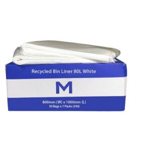 MP-80L White Bin Liners 30mu, 50 Bags P/Pack, 350pcs P/Ctn