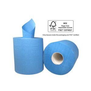 MP-Centre feed Paper Towel, 1 Ply, Blue, 6 Rolls Per Pack