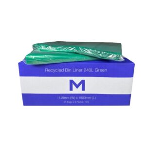 MP-240L Green Bin Liners 30mu, 25Bags P/Pack, 150pcs Per Ctn